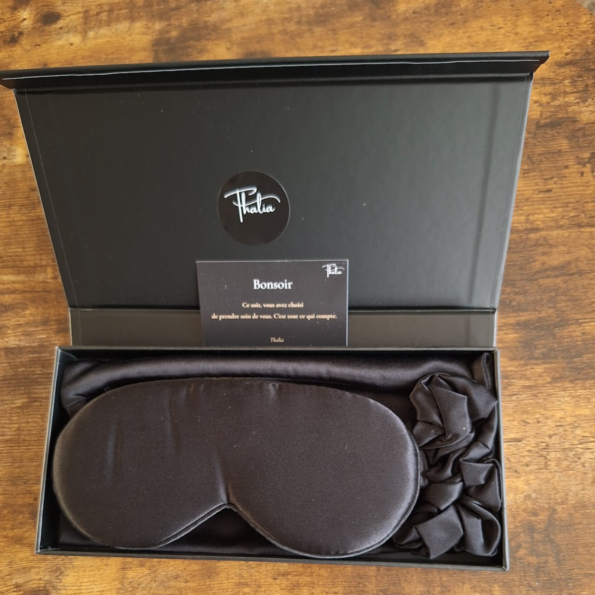 Coffret Rituel Luna Noire — Masque de Nuit en Soie de Mûrier